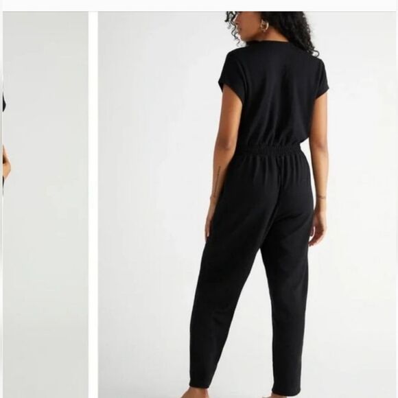 Free People Black Deep V-Neck Jumpsuit - Picture 2 of 8